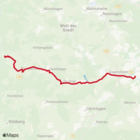 VVS (Sindelfingen - ) Böblingen - Aidlingen - Dachtel ( - Gechingen) map