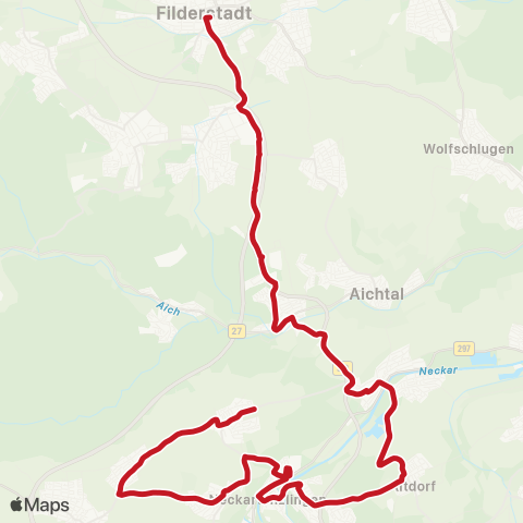 VVS Bernhausen - Aich - Neckartailfingen - Altdorf - Neckartenzlingen ( - Altenriet - Schlaitdorf) map