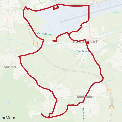 VVS Bernhausen - Flughafen / Messe - Stetten - Bonlanden - Bernhausen map