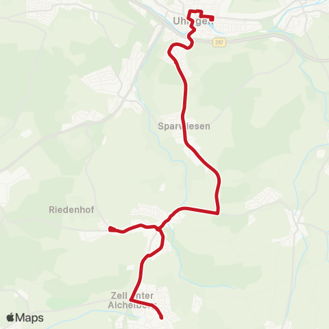 VVS Uhingen - Sparwiesen - Hattenhofen - Zell map