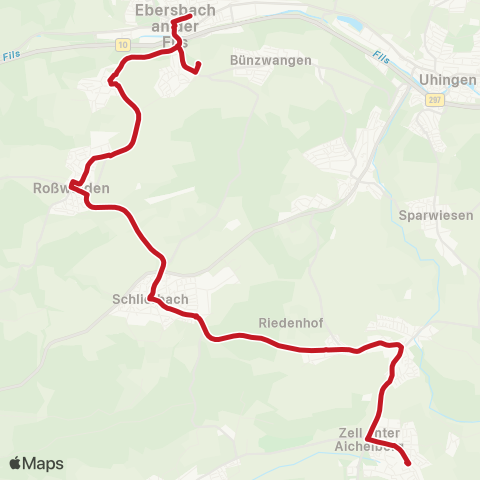 VVS Ebersbach - Weiler - Roßwälden - Schlierbach - Bad Boll map