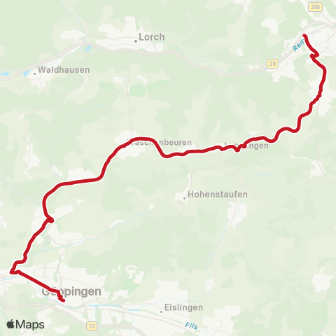VVS Göppingen - Faurndau - Rechberghausen - Schwäbisch Gmünd map