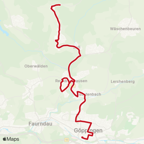 VVS Göppingen - Bartenbach - Rechberghausen - (Börtlingen) map