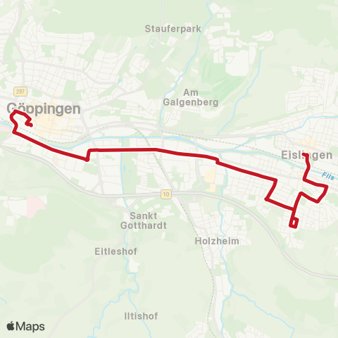 VVS Göppingen ZOB - Eislingen Schlossplatz / Bahnhof map