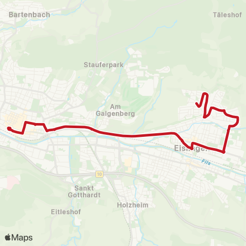 VVS Göppingen ZOB - Eislingen Zeisigweg map