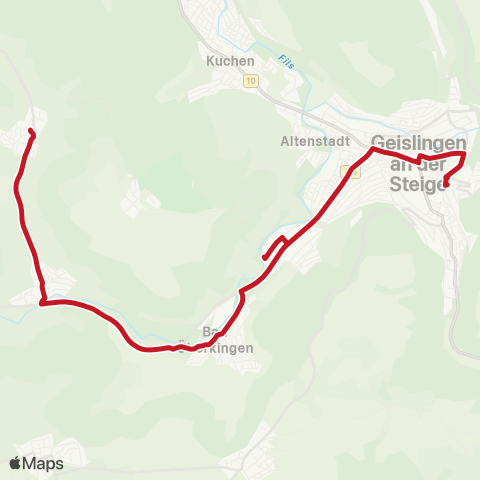 VVS Geislingen ZOB - Unterböhringen map