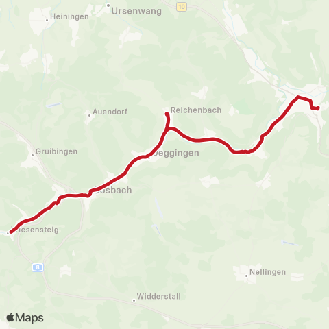 VVS Geislingen ZOB - Wiesensteig Rathaus map