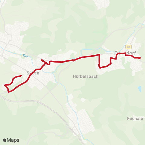 VVS Süßen Fuchseckstr. - Bahnhof - Donzdorf Schulzentrum (Citybus) map