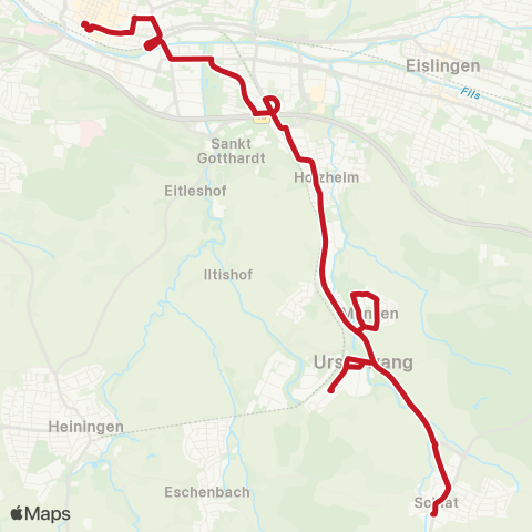 VVS Göppingen ZOB - Ursenwang - Schlat map