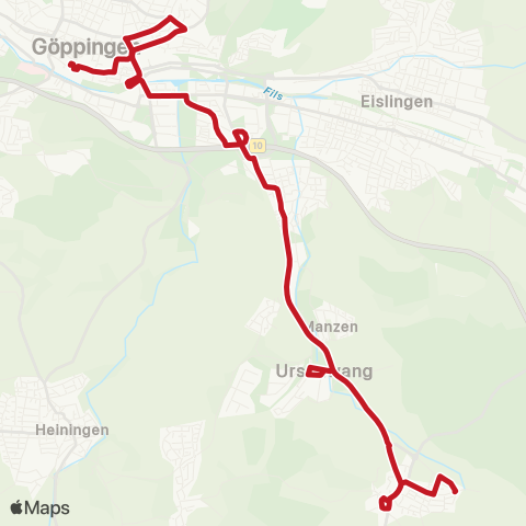 VVS Göppingen ZOB - Ursenwang - Schlat map