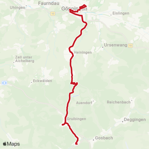 VVS Deggingen - Gruibingen - Göppingen ZOB map