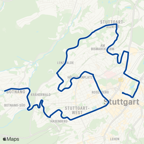 VVS Schlossplatz - Botnang - Schlossplatz map