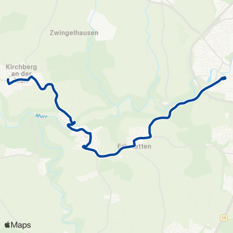 VVS Backnang - Burgstall - Kirchberg (M) map