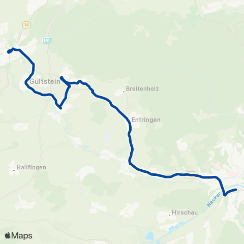 VVS Tübingen - Herrenberg map