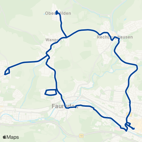 VVS Göppingen ZOB - Faurndau - Wangen - Rechberghausen - Bartenbach - Göppingen ZOB map