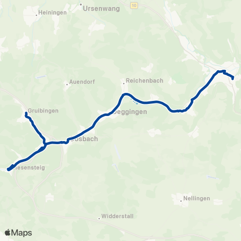 VVS Geislingen ZOB - Bad Ditzenbach - Gruibingen map