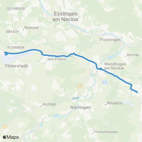 VVS Kirchheim (T) - Flughafen / Messe map