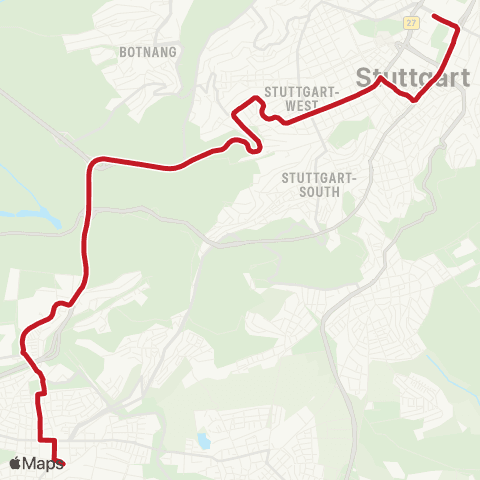 VVS Hauptbahnhof - Universität - Vaihingen Bf (Ost) (Schienenersatzverkehr) map
