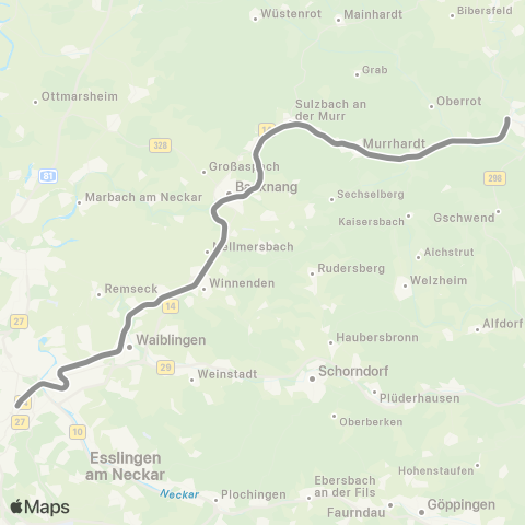 VVS Stuttgart - Backnang - Crailsheim map