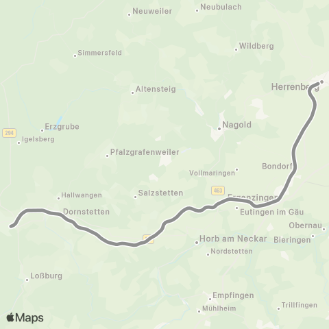 VVS Herrenberg - Freudenstadt map