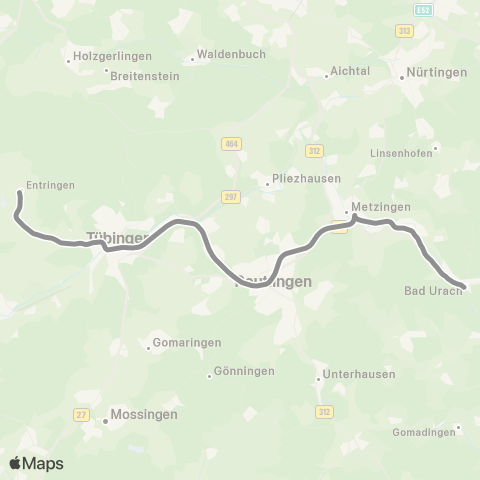 VVS Herrenberg - Tübingen - Bad Urach map