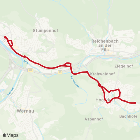 VVS Plochingen - Hochdorf - Plochingen map