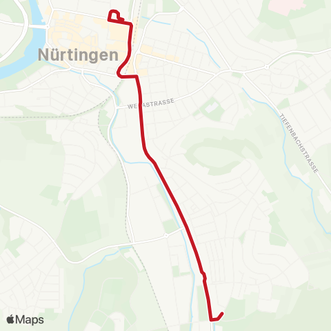 VVS Nürtingen ZOB - Neuffener Straße - Schelmenwasen map
