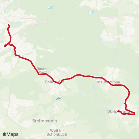 VVS Böblingen - Schönaich - Waldenbuch map
