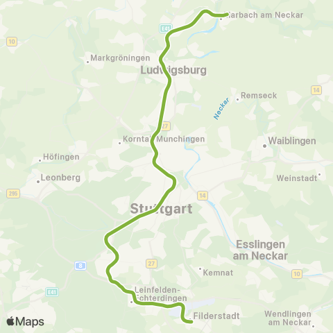 VVS Schorndorf - Stuttgart - Flughafen / Messe - Filderstadt map