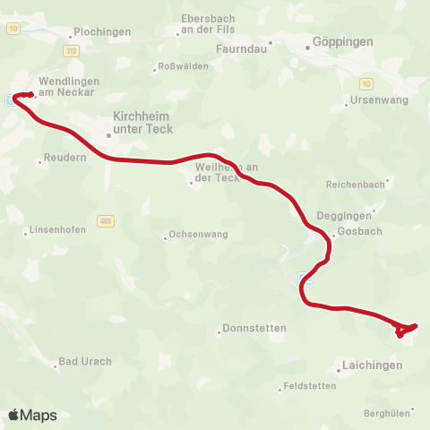 VVS Wendlingen - Merklingen (Schienenersatzverkehr) map