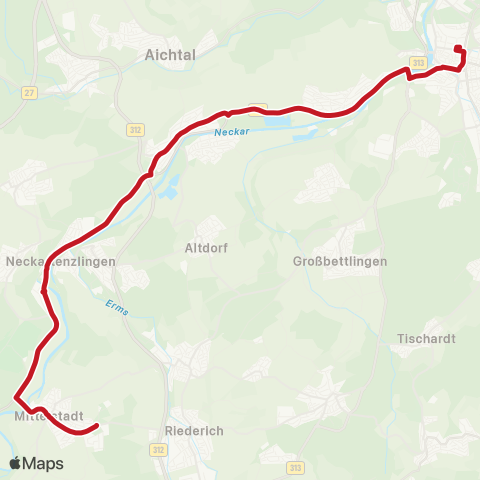 VVS Nürtingen - Neckartenzlingen - Mittelstadt map