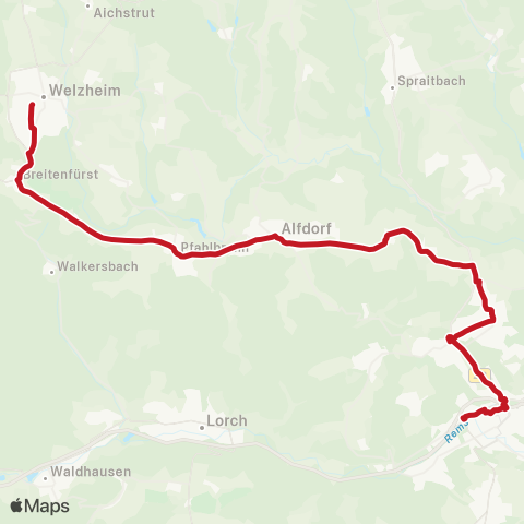 VVS Welzheim - Alfdorf - Mutlangen - Schwäbisch Gmünd map
