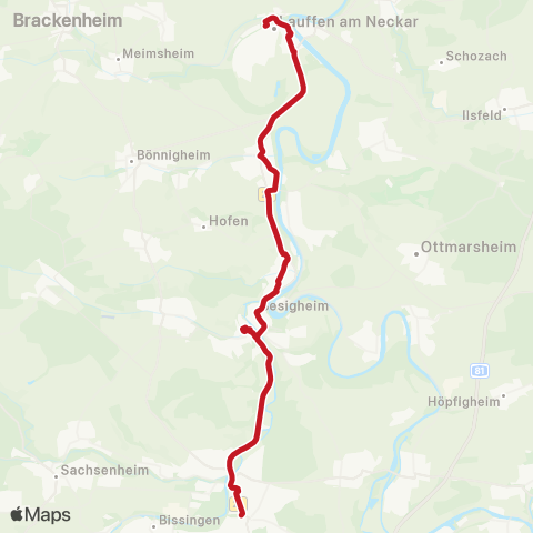 VVS Bietigheim - Lauffen (Schienenersatzverkehr) map