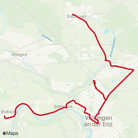 VVS Ensingen - Kleinglattbach - Vaihingen (E) - Roßwag map