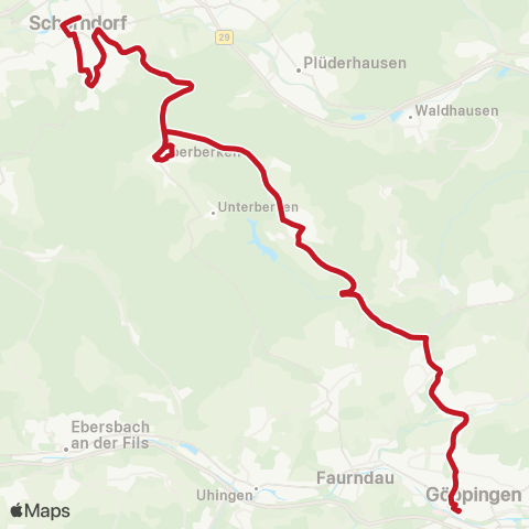 VVS Göppingen - Rechberghausen - Adelberg - Schorndorf map