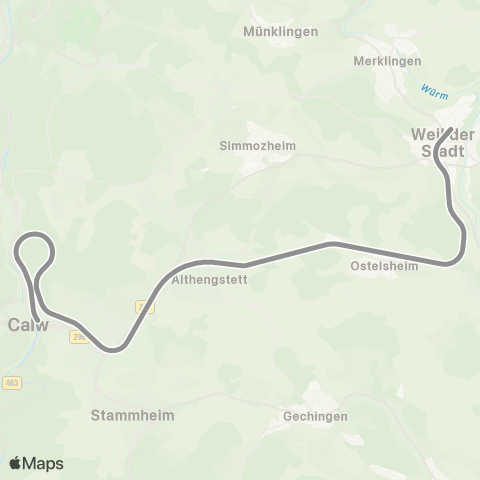 VVS Calw - Weil der Stadt - Renningen (Hermann-Hesse-Bahn) map