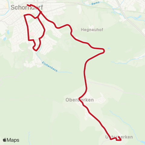 VVS Unterberken - Oberberken - Schorndorf map