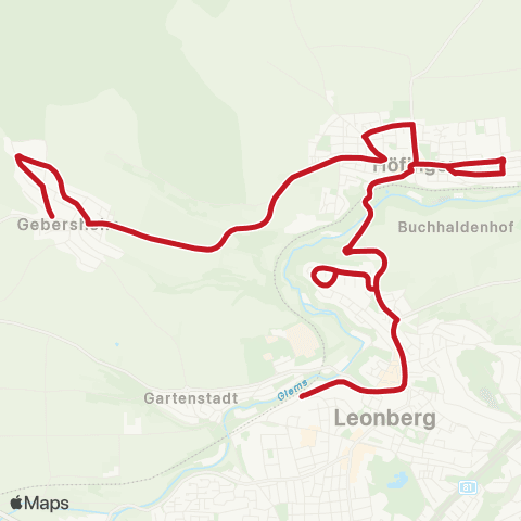 VVS Leonberg Bahnhof - Haldengebiet - Höfingen - Gebersheim map