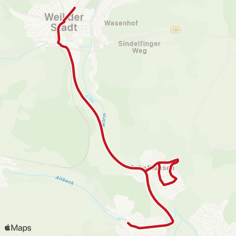 VVS Schülerverkehr: Dätzingen - Schafhausen - Weil der Stadt map