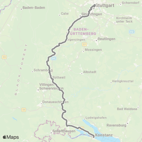 VVS Stuttgart - Herrenberg - Horb / Freudenstadt map