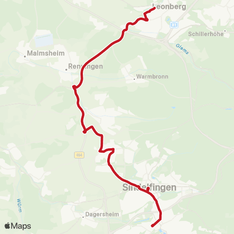 VVS Böblingen - Leonberg (Direktbus Schienenersatzverkehr) map