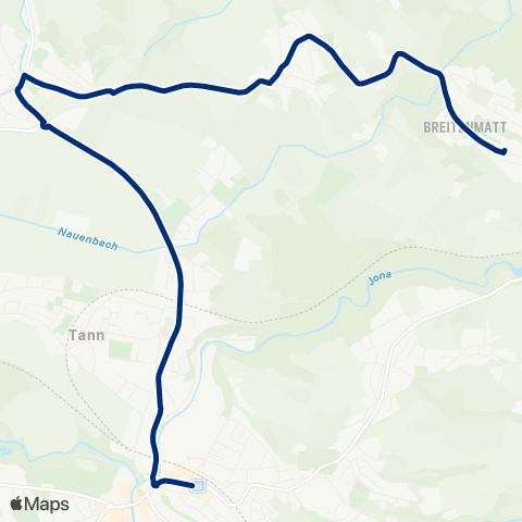 VZO - Verkehrsbetriebe Zürichsee und Oberland Rüti ZH, Bahnhof - Dürnten, J.-C.-Heerstrasse map