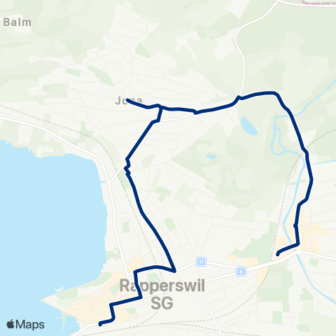 VZO - Verkehrsbetriebe Zürichsee und Oberland Jona, Bahnhof - Rapperswil SG, Bahnhof map