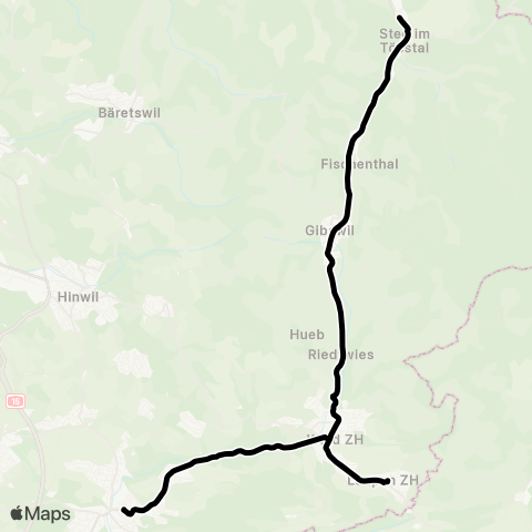 VZO - Verkehrsbetriebe Zürichsee und Oberland Rüti ZH, Bahnhof - Steg im Tösstal, Bahnhof map