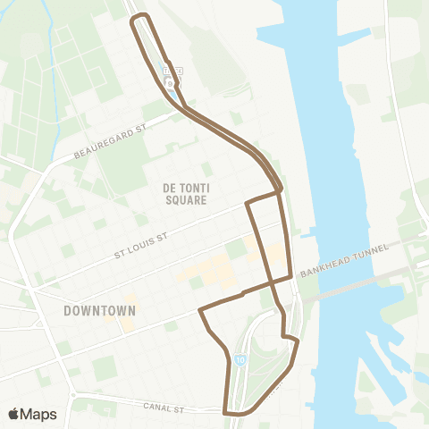 Second Line Transit Downtown Circulator map
