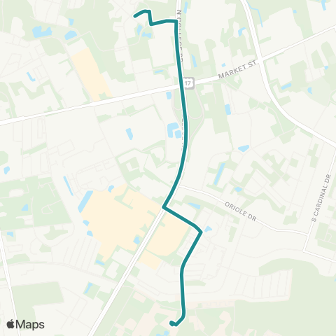 UNCW Seahawk Shuttle Teal Shuttle map