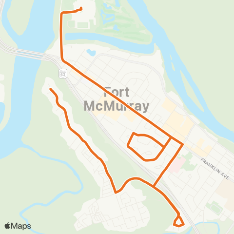 Wood Buffalo Transit Route 3 MacIsl / Abasand map