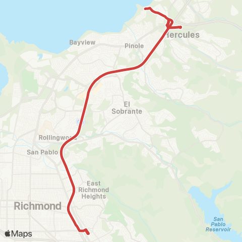 WestCAT Hercules TC - El Cerrito Del Norte BART map