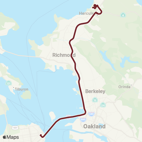 WestCAT Rodeo / Hercules / San Francisco Transbay Term map