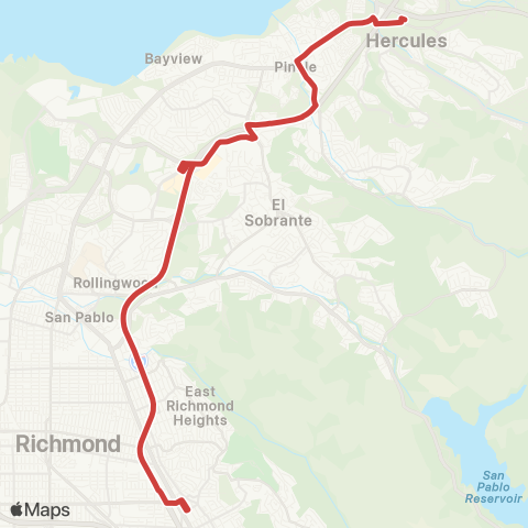 WestCAT Hercules TC - El Cerrito Del Norte BART map